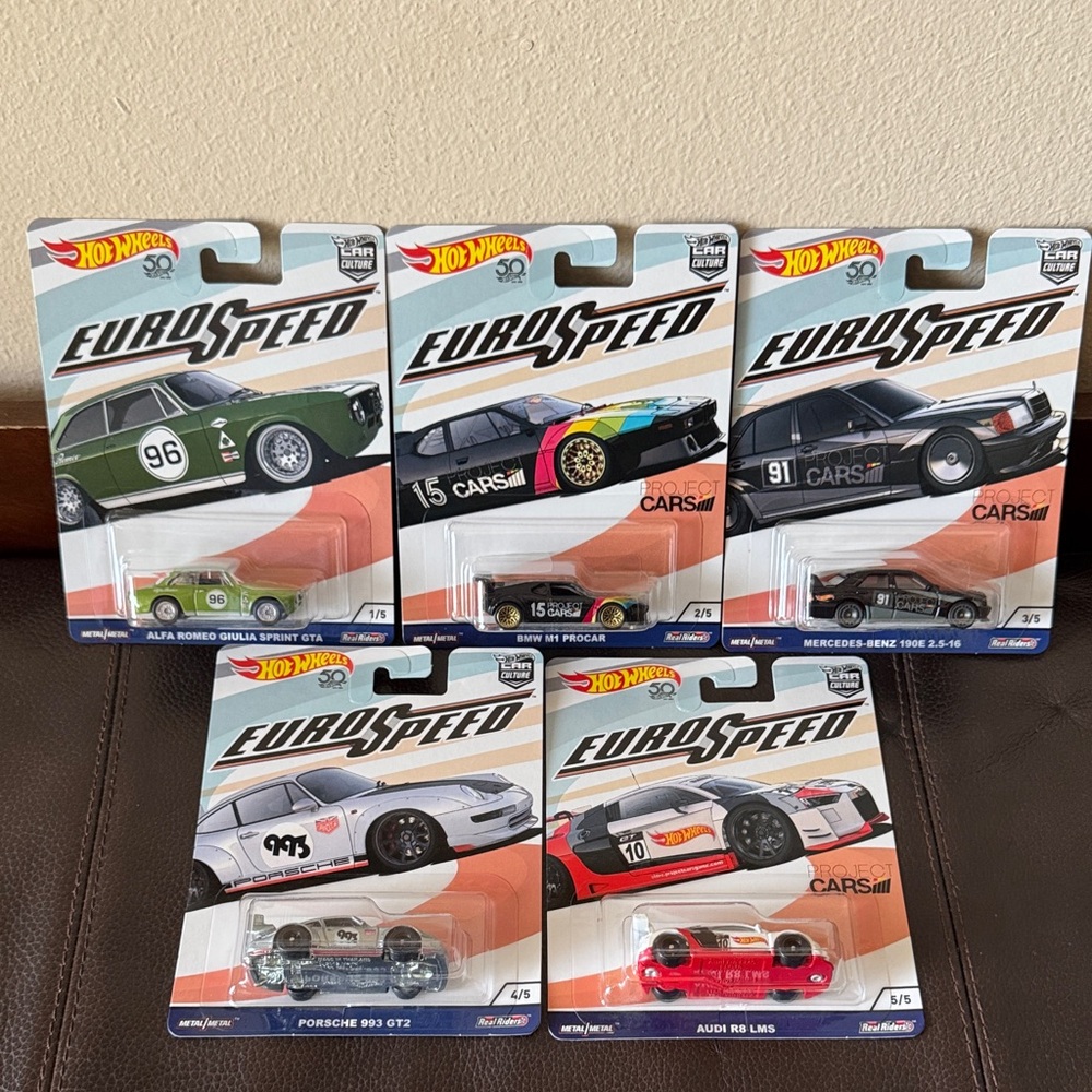 Hot Wheels Car Culture Complete 2017 "Euro Speed" Set of 5 Die-Cast Vehicles